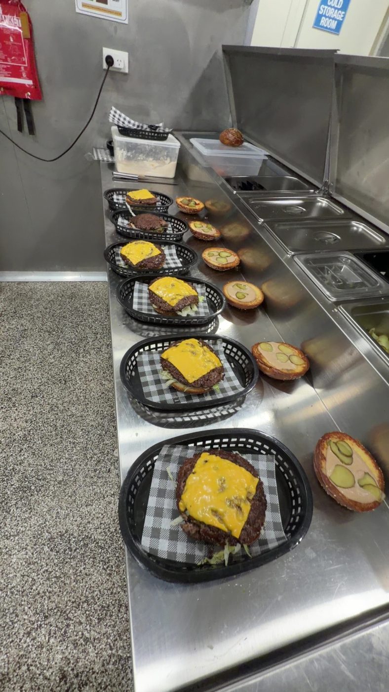 Halloumiz burgers being prepared