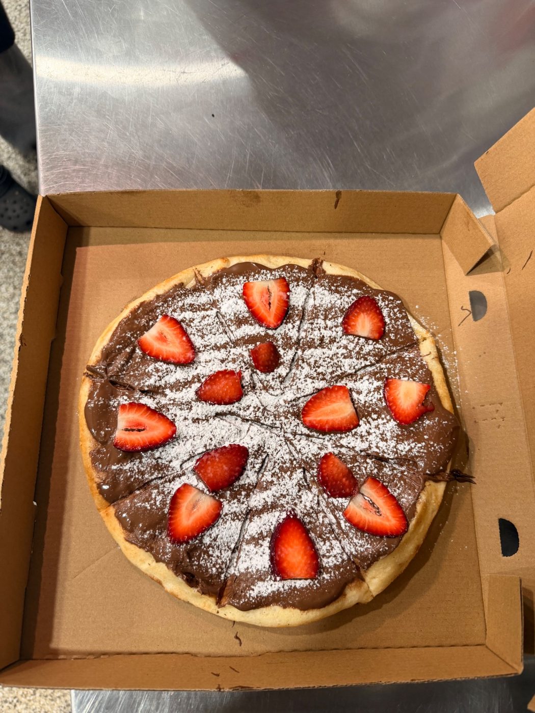 Nutella strawberry dessert pizza